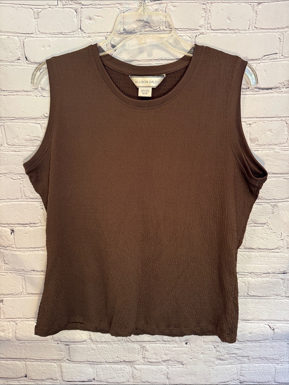 Allison Daley Chocolate Brown Sleeveless Crewneck Tank Top Medium